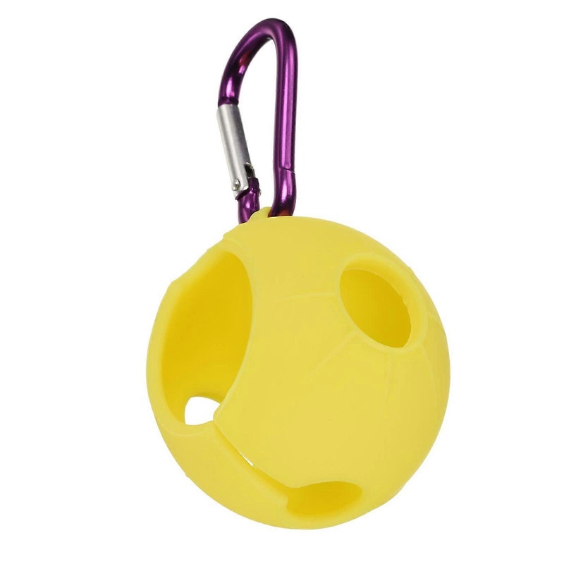 Golf Balls Holder, Silicone Golf Balls Carriers Golf Balls Protective Sleeve with Buckle for Golf Bag Belt Golf Sport  Yellow
