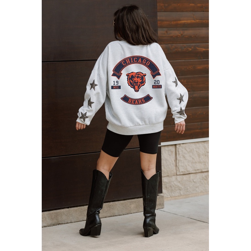CHICAGO BEARS Ready For It Star-Sleeve Crewneck Pullover