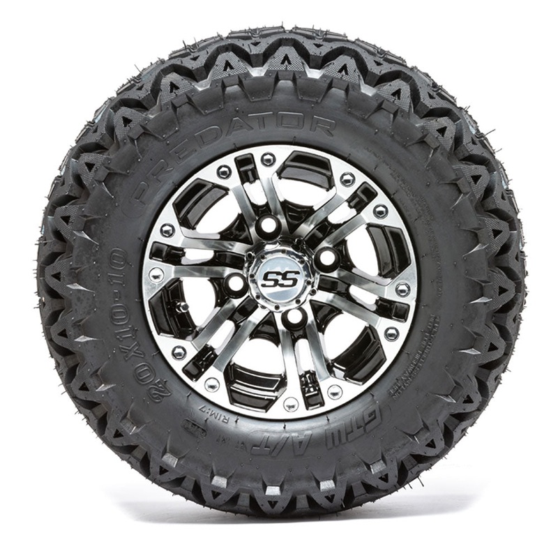 10 GTW Specter Black and Machined Wheels with 20in Predator A/T Tires  Set of 4 PN# A19-310