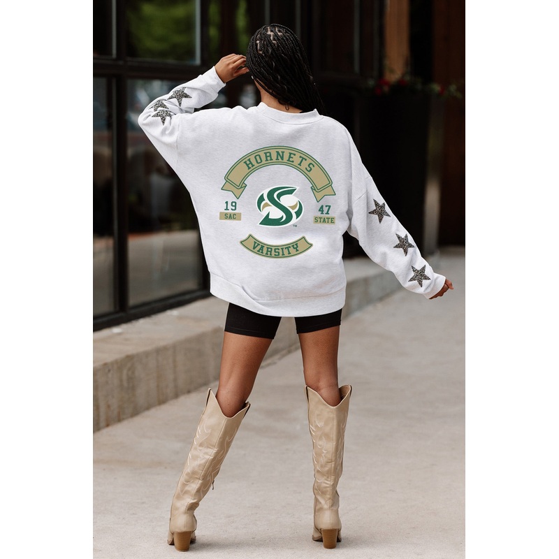 SACRAMENTO STATE HORNETS Ready For It Star-Sleeve Crewneck Pullover