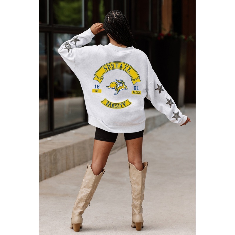 SOUTH DAKOTA STATE JACKRABBITS Ready For It Star-Sleeve Crewneck Pullover