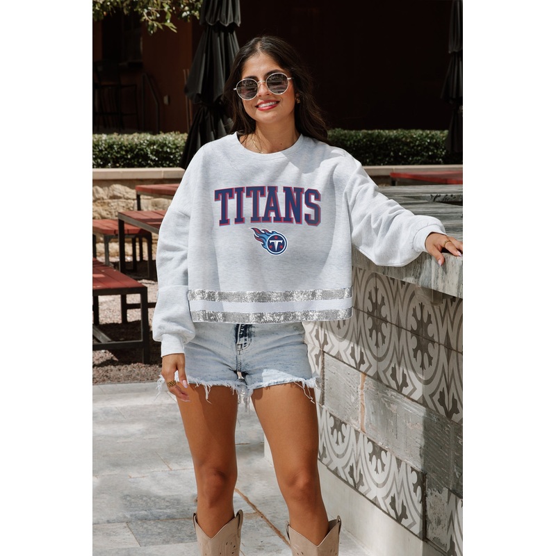 TENNESSEE TITANS Pass The Shine Long-Sleeve Metallic-Stripe Top