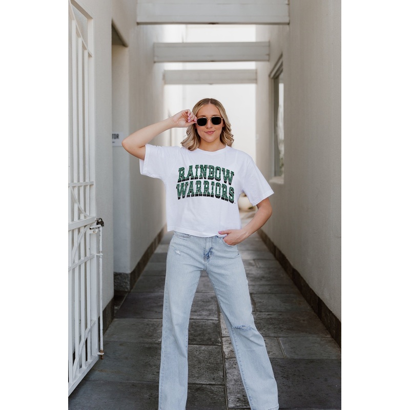 HAWAII RAINBOW WARRIORS Claim To Fame Boxy-Fit Crop Tee