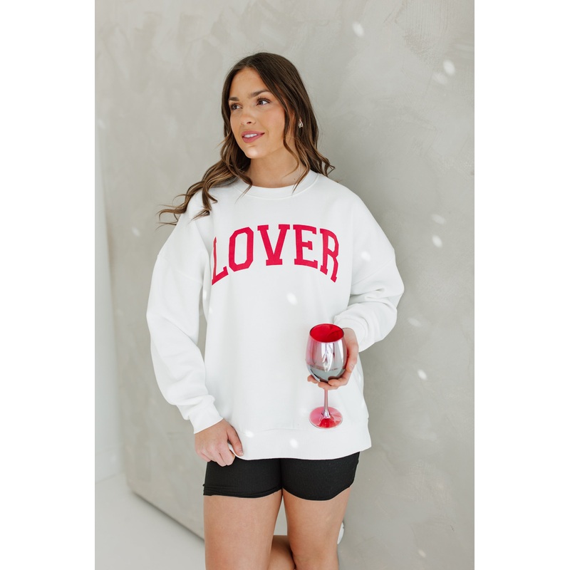 LOVER VARSITY PREMIUM FLEECE DROP SHOULDER CREWNECK SWEATSHIRT
