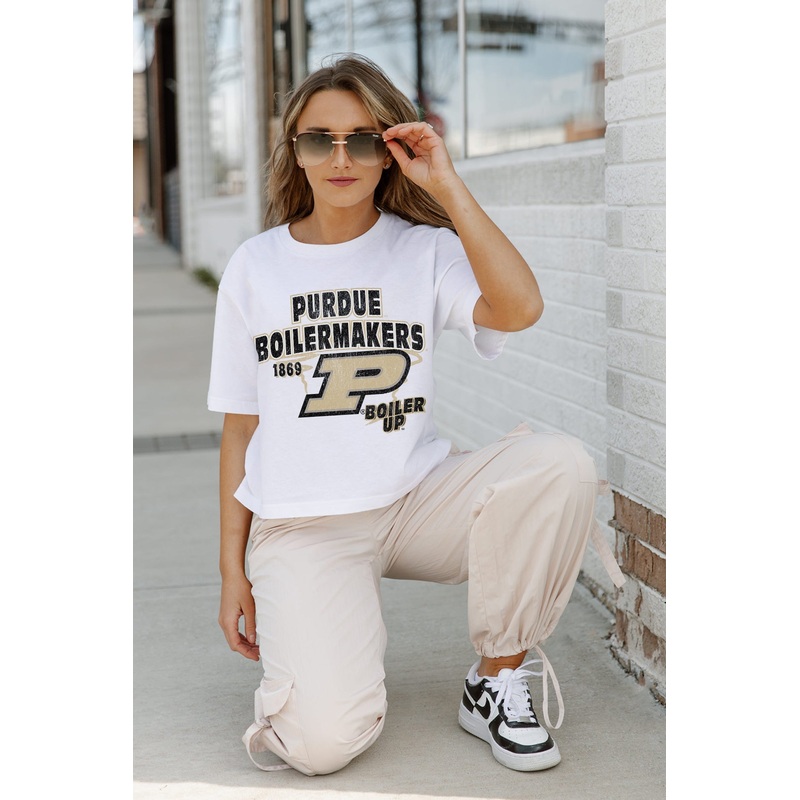 PURDUE BOILERMAKERS Gameday Goals Boxy-Fit Crop