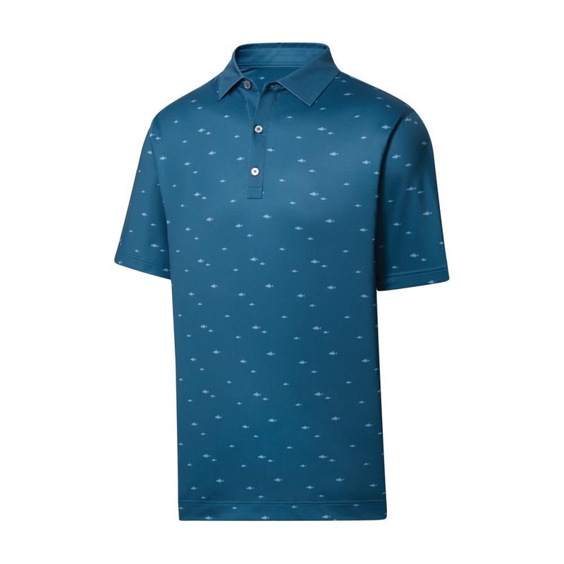 FootJoy Lisle School of Fish Print Self Collar Polo