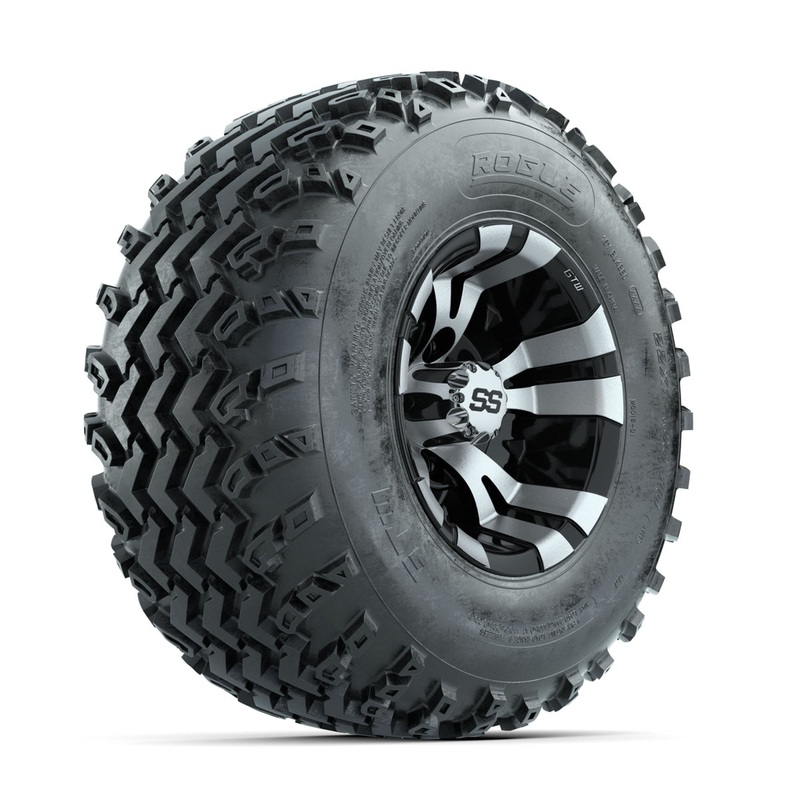 GTW Vampire Machined/Black 10 in Wheels with 22×11.00-10 Rogue All Terrain Tires  Full Set
