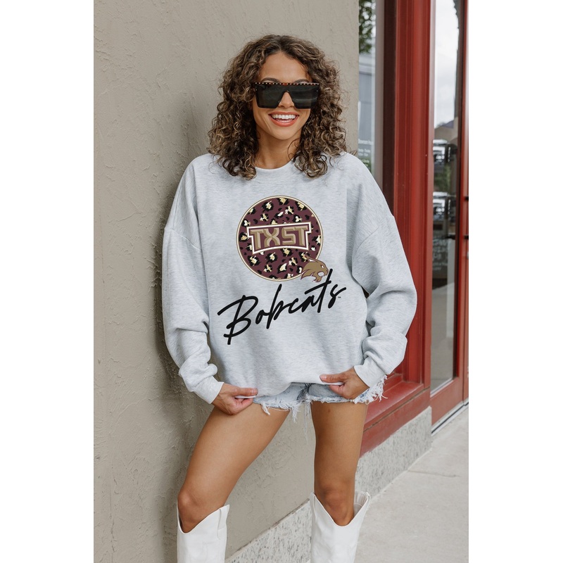 TEXAS STATE BOBCATS Going Wild Fleece Drop-Shoulder Pullover