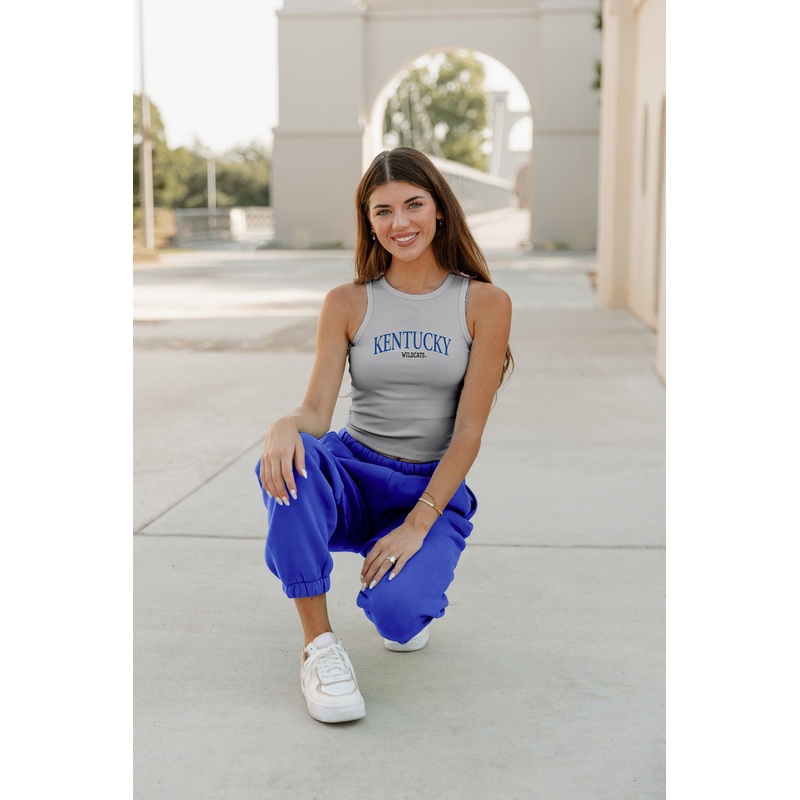 KENTUCKY WILDCATS Play The Field Ribbed Crop Tank By Madi Prewett Troutt