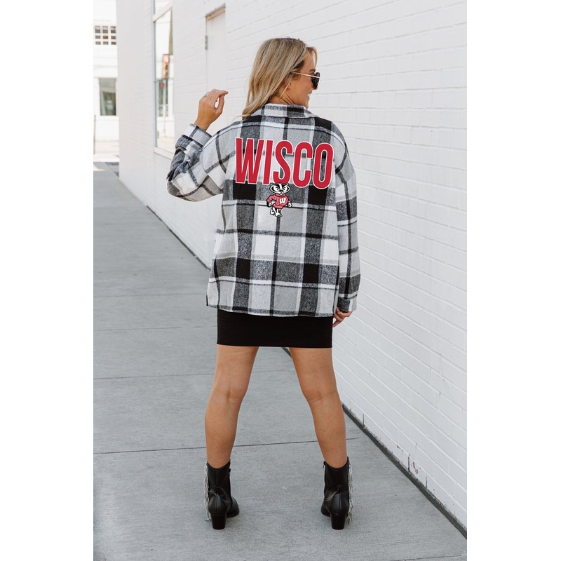 WISCONSIN BADGERS Mad For Plaid Jenkins Plaid Overshirt