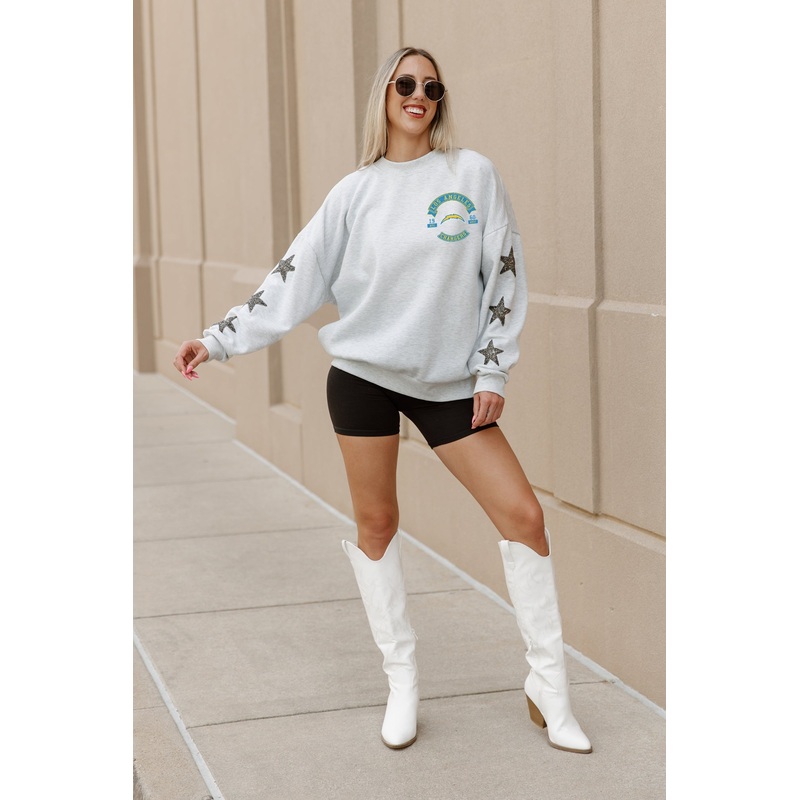 LOS ANGELES CHARGERS Ready For It Star-Sleeve Crewneck Pullover