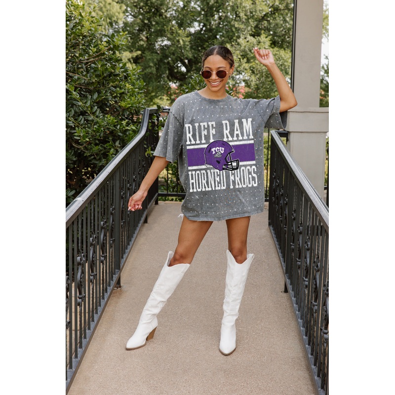 TCU HORNED FROGS On The Ball Mini Rhinestone Tee