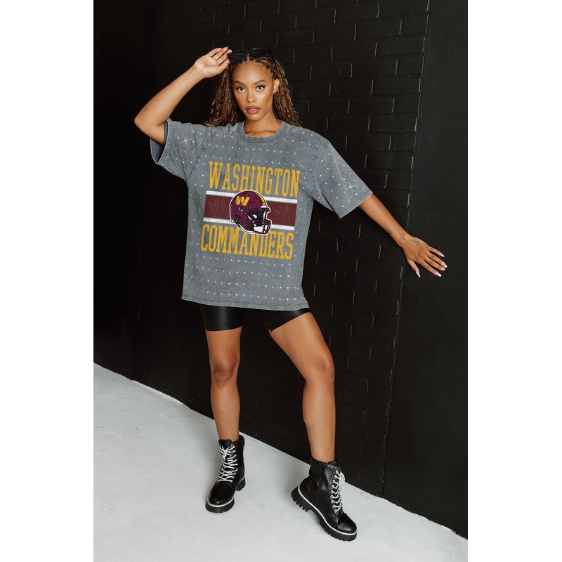 WASHINGTON COMMANDERS On The Ball Mini Rhinestone Tee