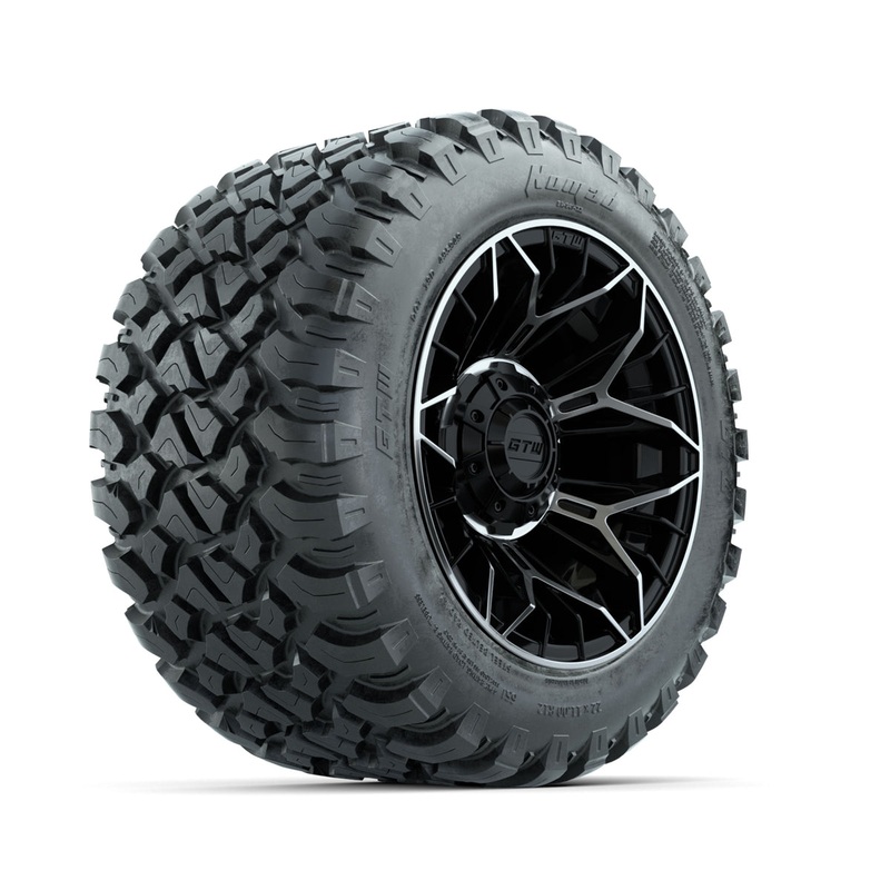 Set of (4) 12 in GTW Stellar Machined & Black Wheels with 22×11-R12 Nomad All-Terrain Tires PN# A19-771