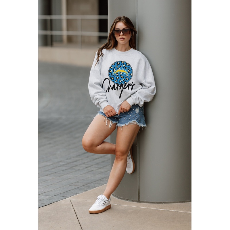 LOS ANGELES CHARGERS Going Wild Fleece Drop-Shoulder Pullover