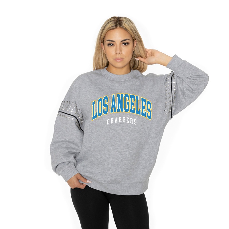 LOS ANGELES CHARGERS Competitive Edge Jewel-Trim Pullover