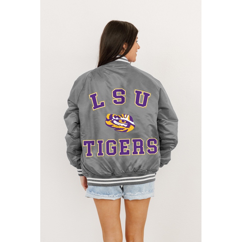 LSU TIGERS Champion’s Club Striped Varsity Jacket By Madi Prewett Troutt