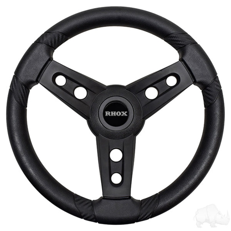Lugana Steering Wheel, Black, Club Car DS Hub 84+ PN# ACC-SW150-CC