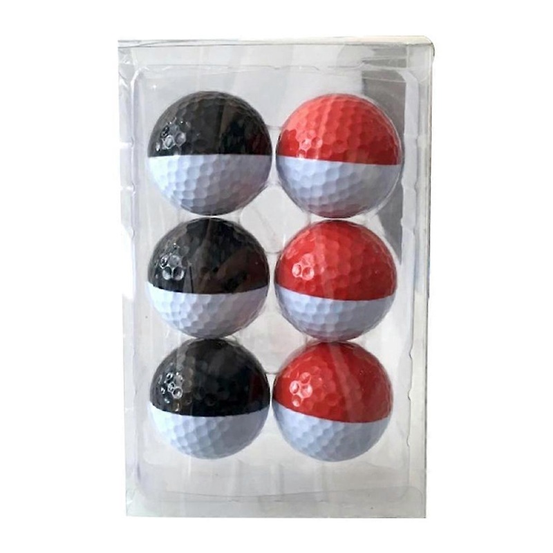 6pcs Golf Ball for Match Practice Play Golfer Gift Black White + Red White
