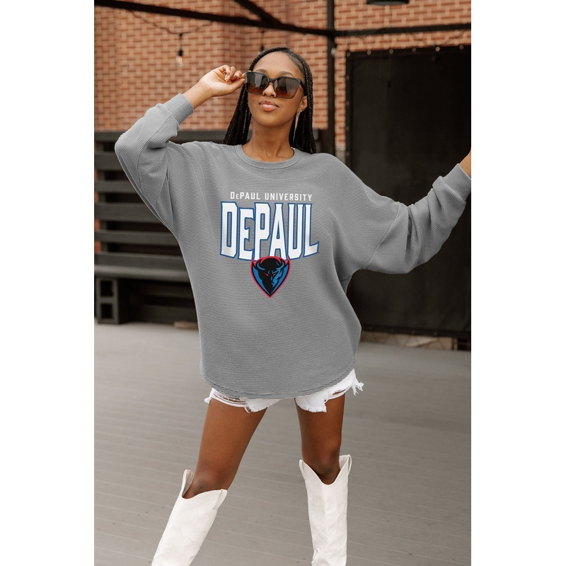 DEPAUL BLUE DEMONS PURE MOTION VINTAGE WASH CORDED PULLOVER