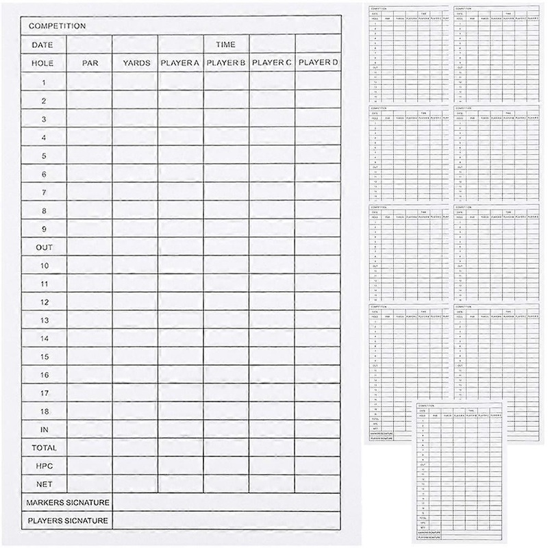 10pcs Golfs Score Record Cards Coated Paper Scorecards Score Record Tools