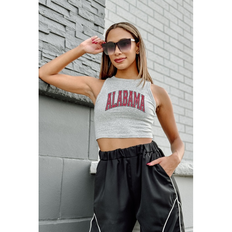 ALABAMA CRIMSON TIDE Down And Distance Ribbed Crop By Madi Prewett Troutt