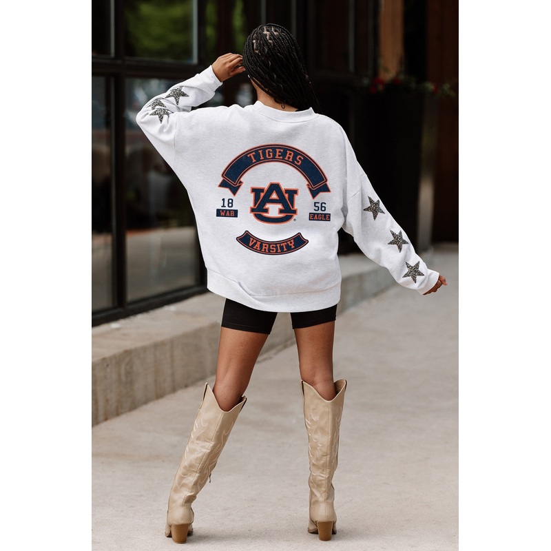 AUBURN TIGERS Ready For It Star-Sleeve Crewneck Pullover