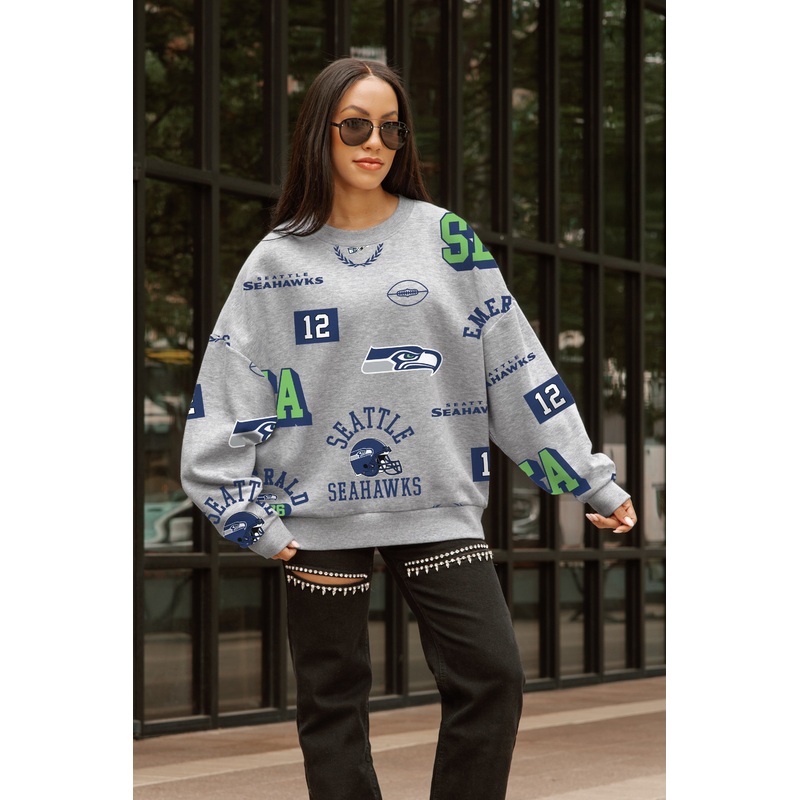 SEATTLE SEAHAWKS ALWAYS ON REPEAT PREMIUM FLEECE CREW SWEATSHIRT