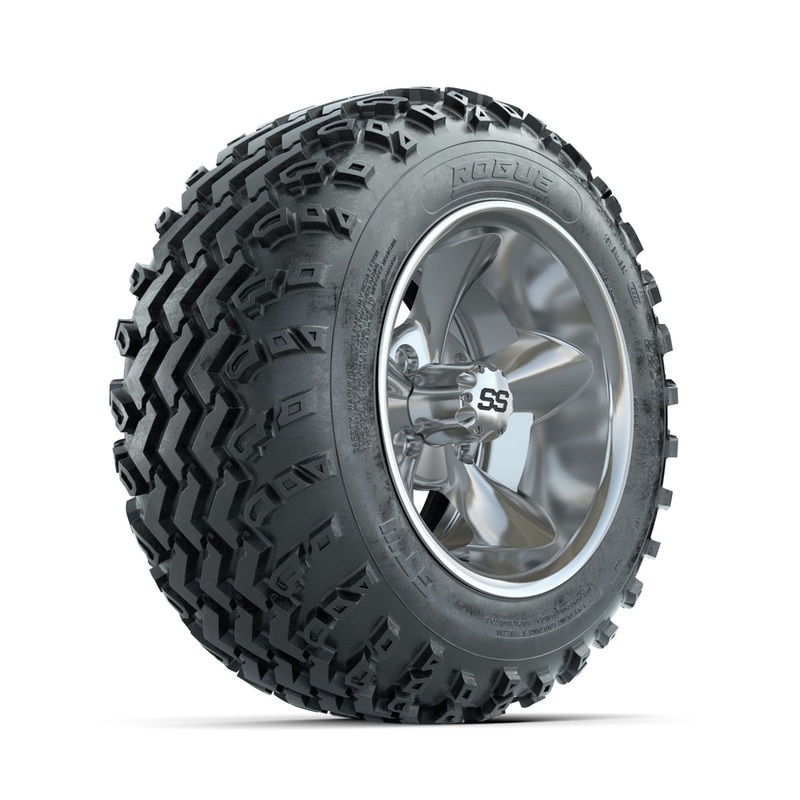 GTW Godfather Chrome 12 in Wheels with 22×11.00-12 Rogue All Terrain Tires  Full Set
