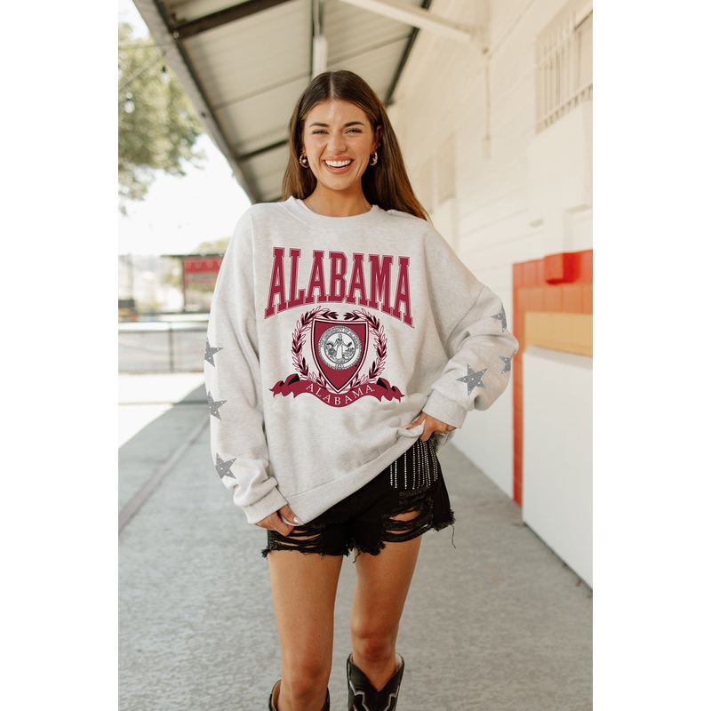 ALABAMA CRIMSON TIDE Allstar Embellished Crew Pullover By Madi Prewett Troutt