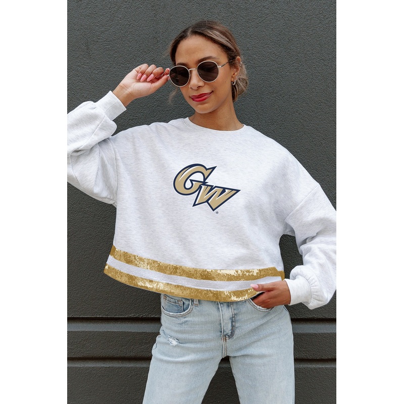 GEORGE WASHINGTON REVOLUTIONARIES Pass The Shine Sequin Trim Mid-Crop Sweatshirt