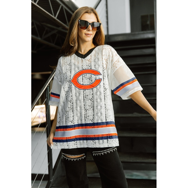 CHICAGO BEARS HIGH NOTE LACE FASHION TOP
