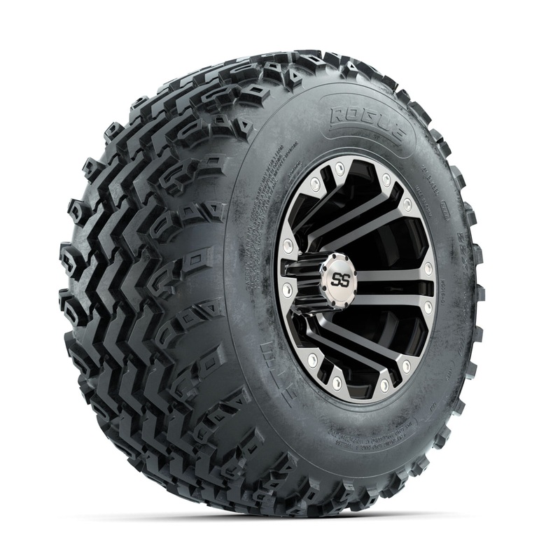 GTW Specter Machined/Black 10 in Wheels with 22×11.00-10 Rogue All Terrain Tires  Full Set