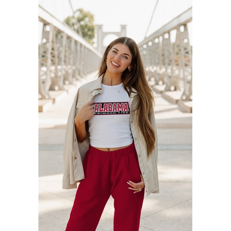 ALABAMA CRIMSON TIDE Weekend Goals Ribbed Crop Tank By Madi Prewett Troutt