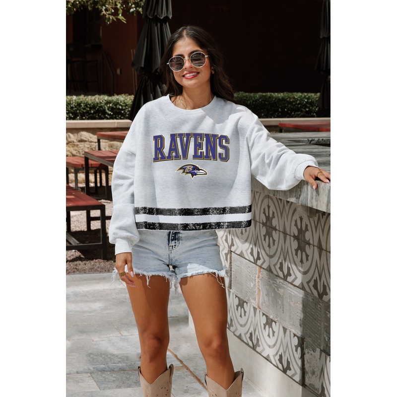 BALTIMORE RAVENS Pass The Shine Long-Sleeve Metallic-Stripe Top