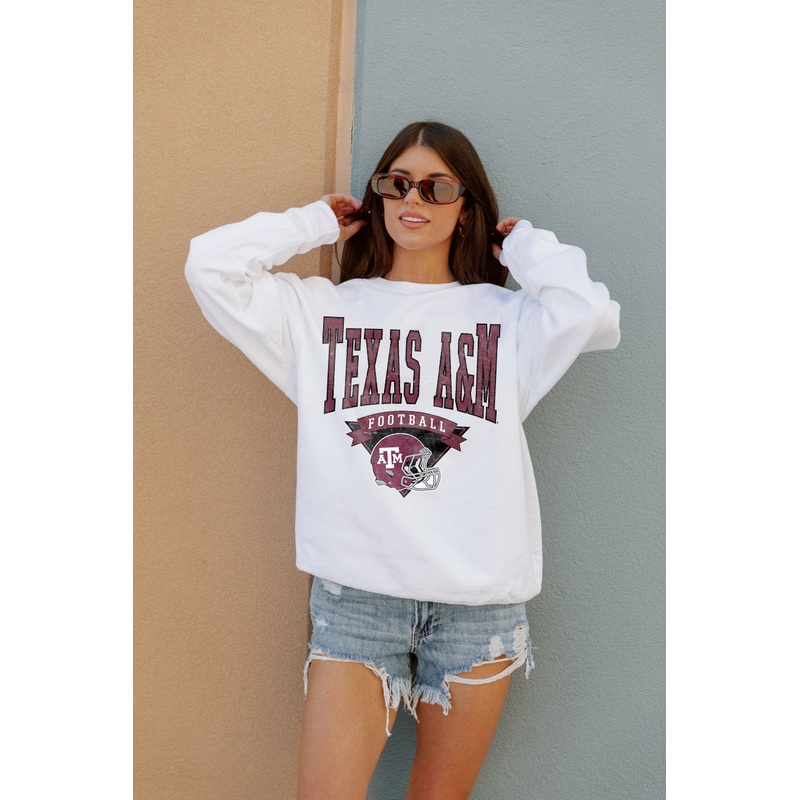 TEXAS A&M AGGIES Slow Motion Crew Fleece Pullover By Madi Prewett Troutt