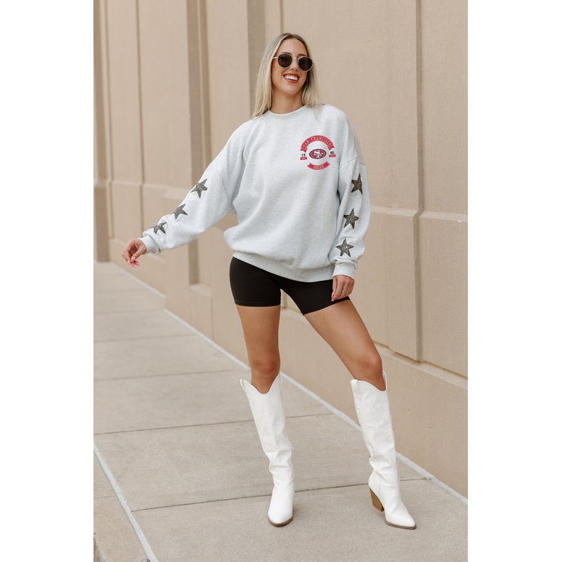 SAN FRANCISCO 49ERS Ready For It Star-Sleeve Crewneck Pullover