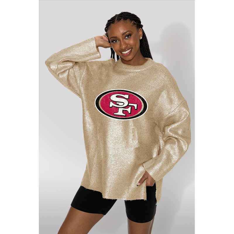 SAN FRANCISCO 49ERS Shine Down Oversized Metallic Sweater