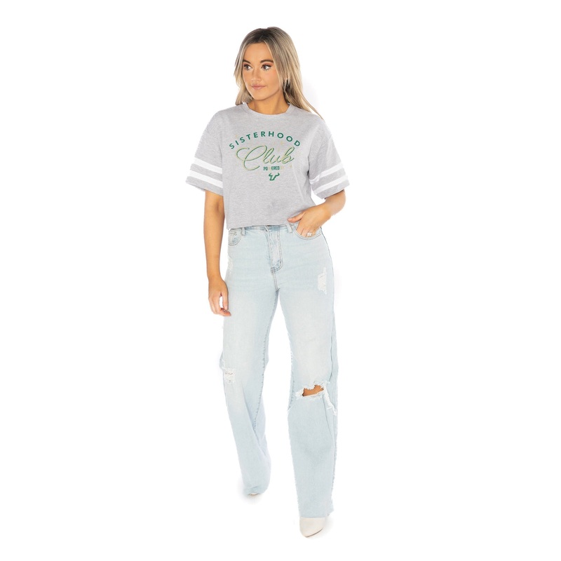 SOUTH FLORIDA BULLS Sisterhood Club Drop-Shoulder Mid-Crop Tee
