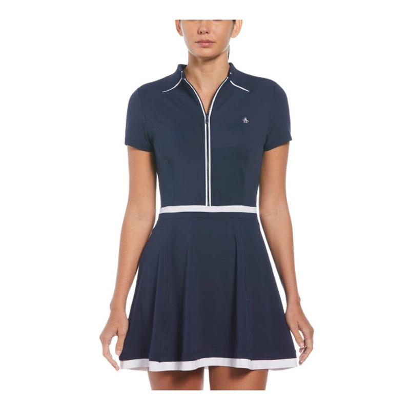 Original Penguin Women’s Solid Zip Dress with Piping