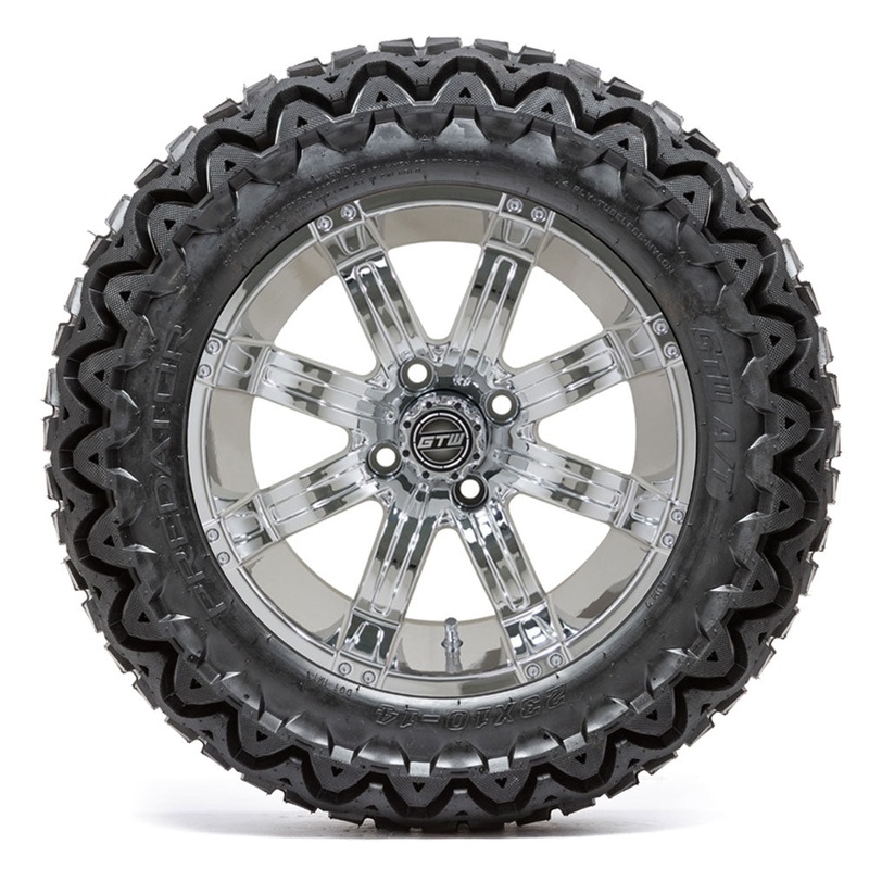 14 GTW Tempest Chrome Wheels with 23 Predator A/T Tires  Set of 4 PN# A19-400