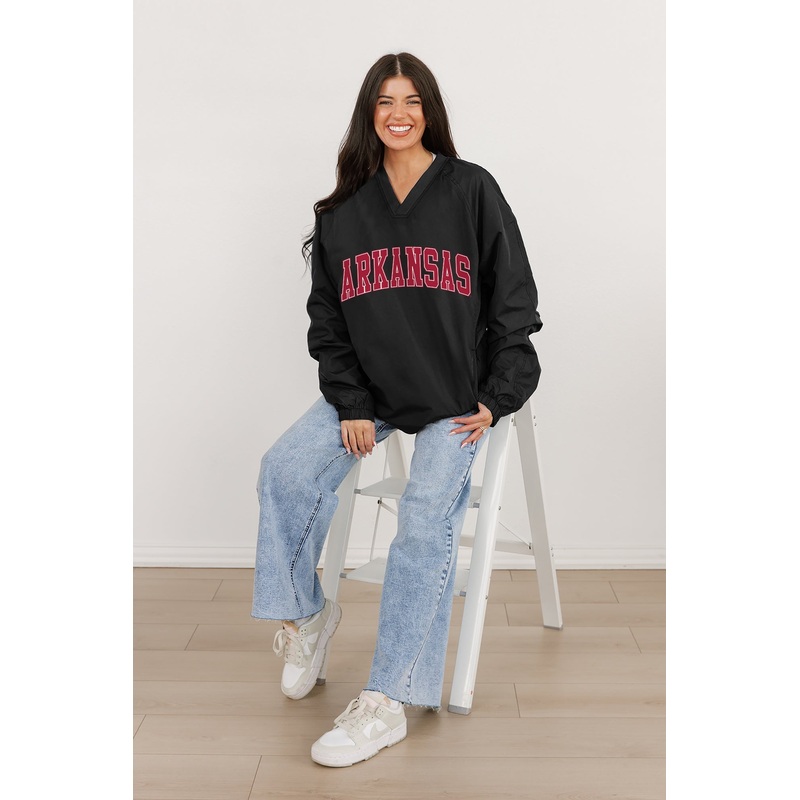 ARKANSAS RAZORBACKS Victory Bound V-Neck Wind Shirt By Madi Prewett Troutt