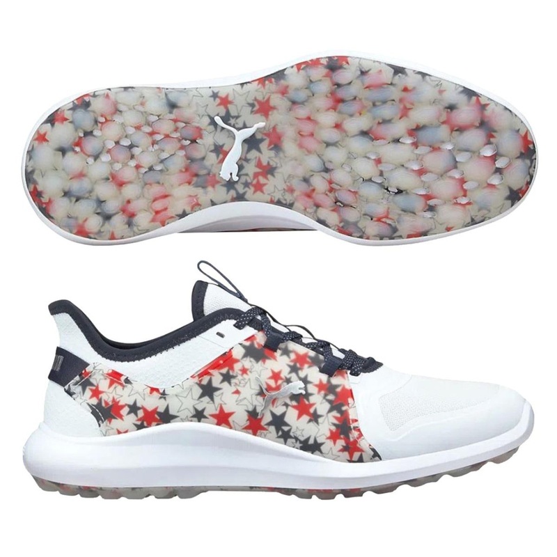 Puma Men’s Limited Edition Ignite Fasten8 USA Golf Shoes – White/Navy Blazer/High Risk Red