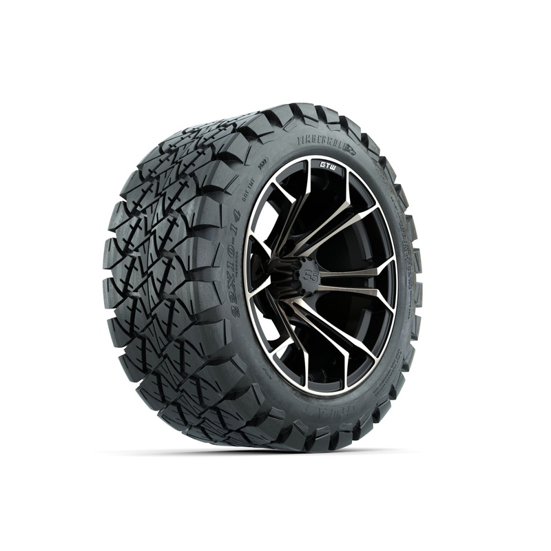 Set of (4) 14 in GTW Spyder Wheels with 22×10-14 GTW Timberwolf All-Terrain Tires PN# A19-651