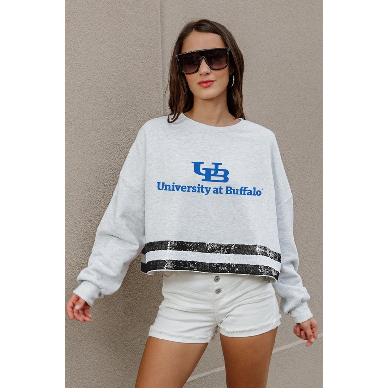 BUFFALO BULLS Pass The Shine Sequin Trim Mid-Crop Sweatshirt
