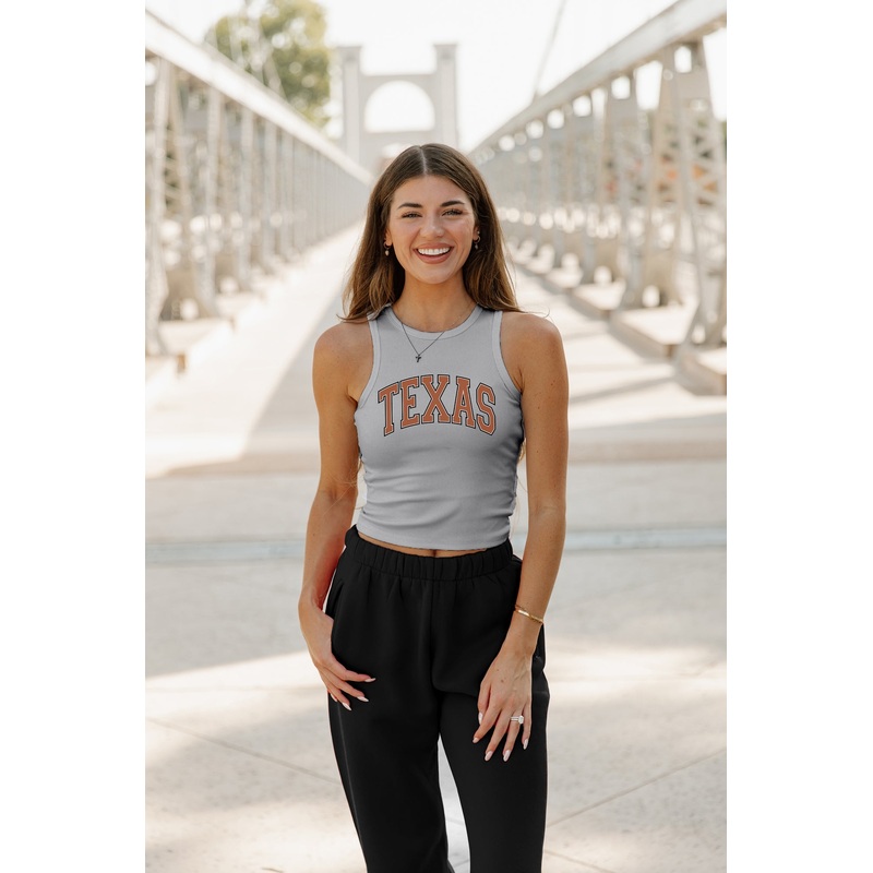 TEXAS LONGHORNS Well Played Ribbed Crop Tank By Madi Prewett Troutt