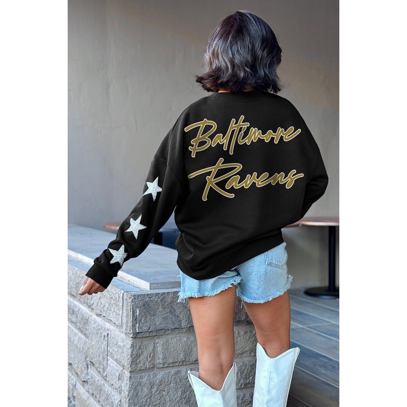 BALTIMORE RAVENS Radiant Energy Star-Sleeve Crewneck Pullover