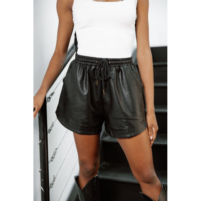 LEATHER LUSH DRAWSTRING SHORTS