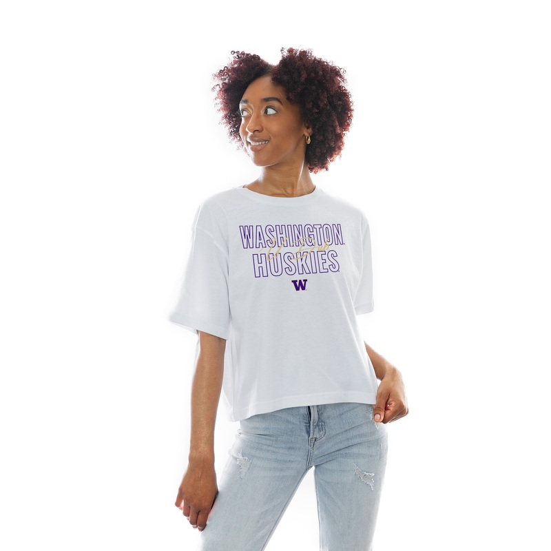 WASHINGTON HUSKIES Keep Playing Boxy-Fit Crop Tee