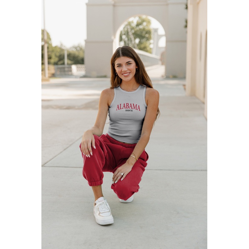 ALABAMA CRIMSON TIDE Play The Field Ribbed Crop Tank By Madi Prewett Troutt